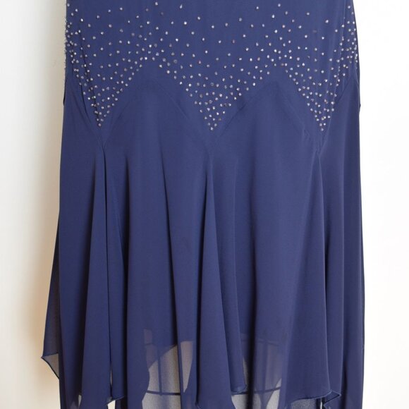 vintage Y2K dress navy fairy flutter flapper drop waist beaded prom party midi L - Picture 3 of 8